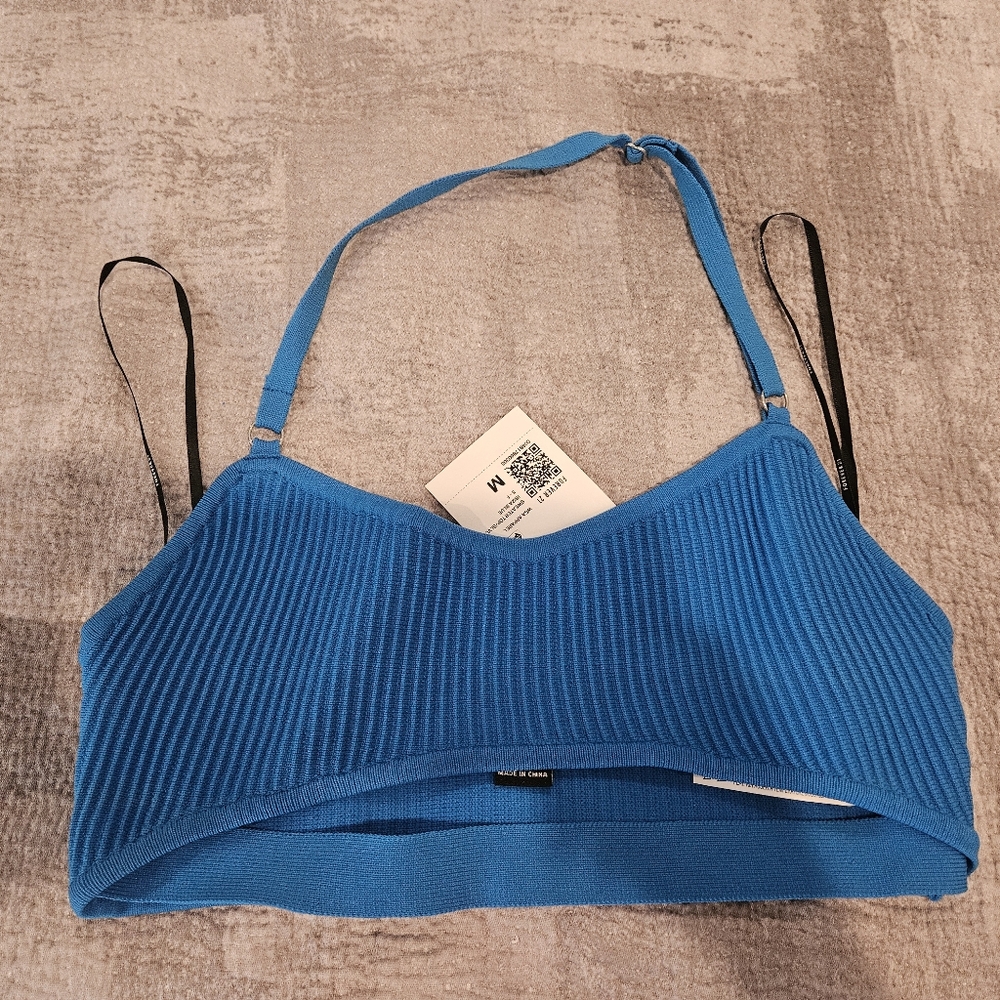 Forever 21 Blue Ribbed Crop Top